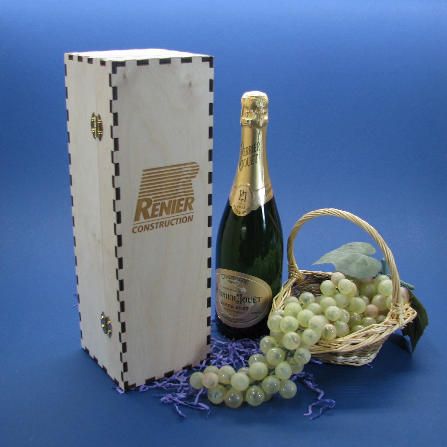 Elegant Wood Champagne Gift Box with Hinges & Latch Personalized by You