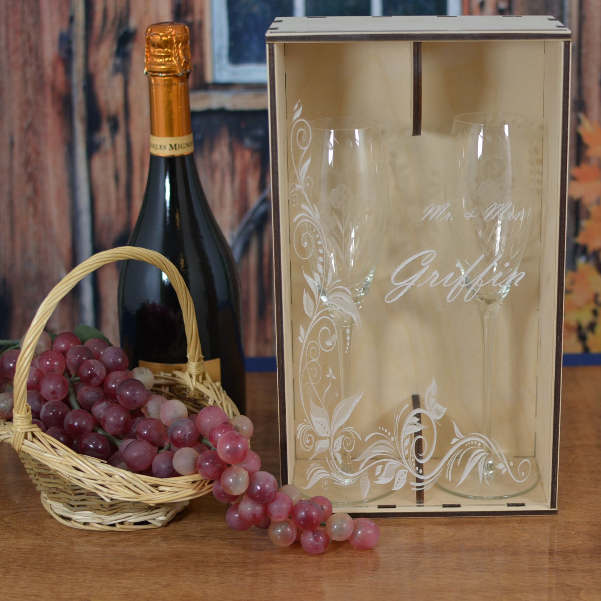 Champagne Flute Gift Box with Acrylic Front Cover Personalized by You
