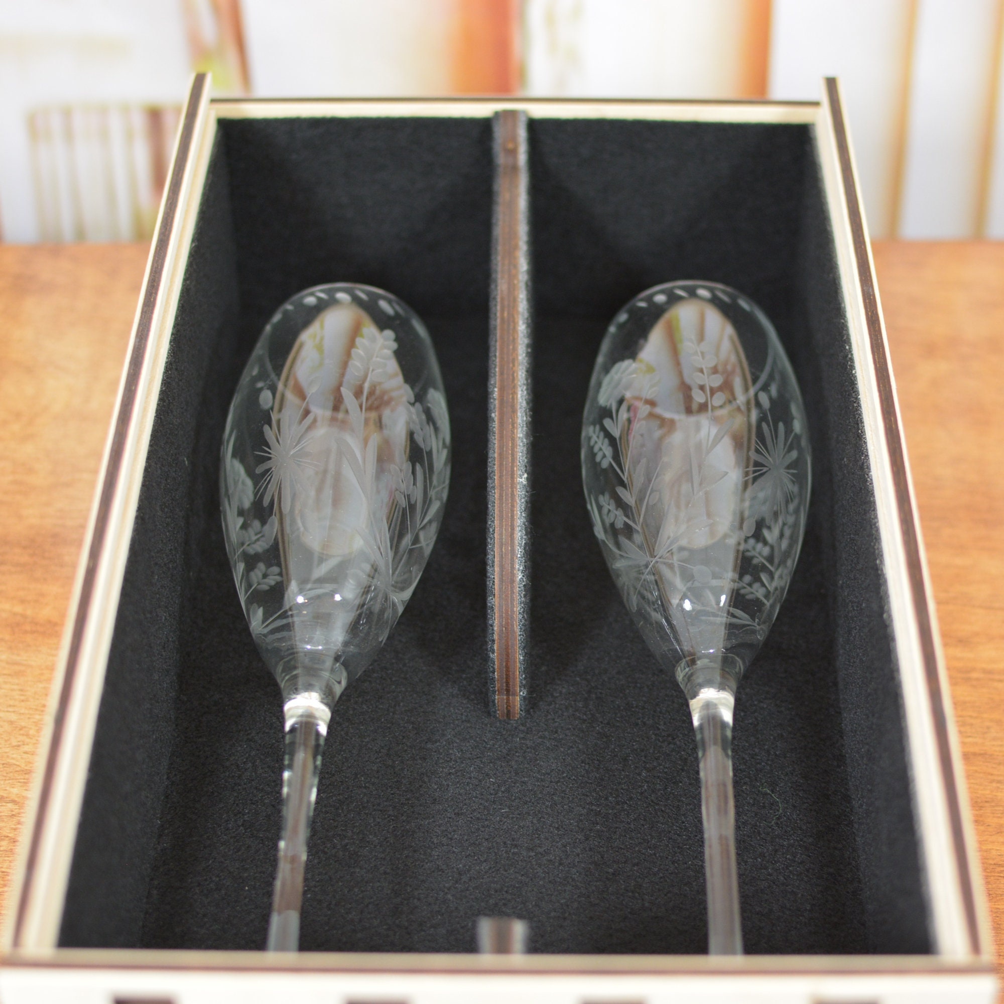 Wood Champagne Flute Gift Box Personalized by You