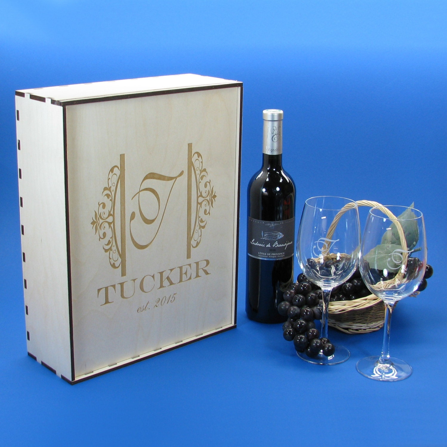 Rhone Wine Gift Box with Custom Wine Glass and Accessories Wine Lover Gift - Home Wet Bar