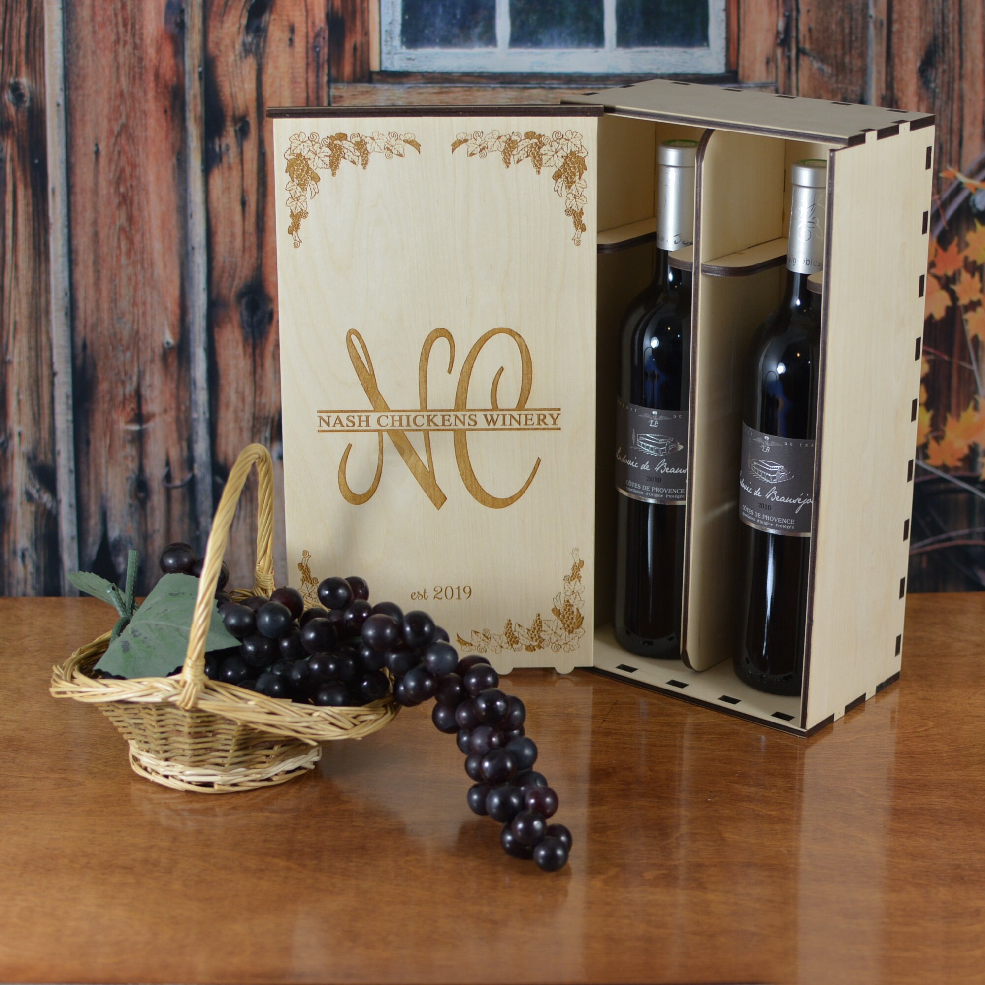 Wood Wine Box for 2 Bottles Personalized by You