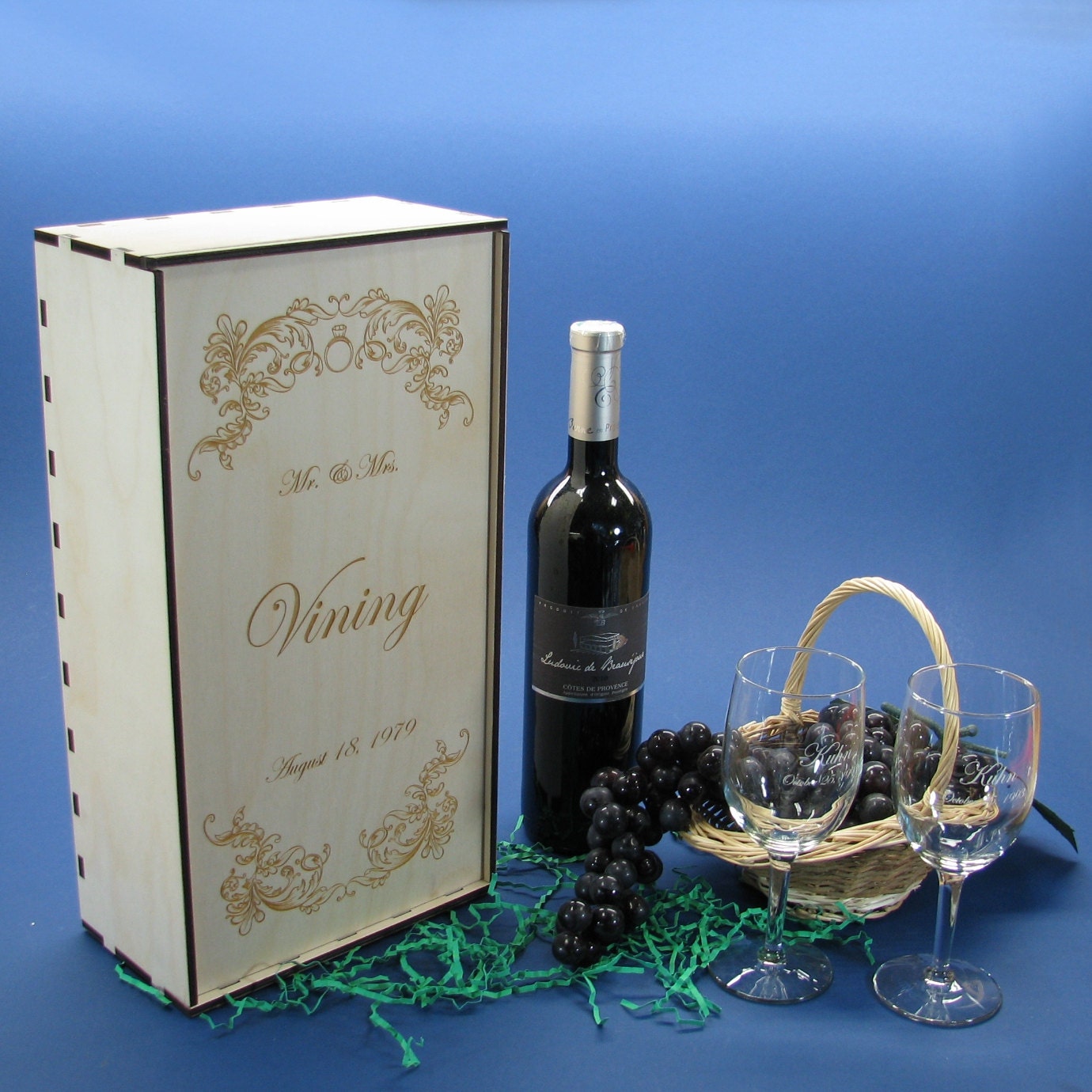 One Bottle And Glasses Congratulations Wine Box – d'Vine Wine And