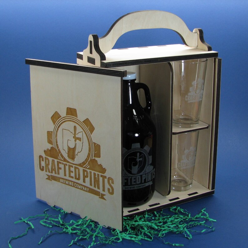 Personalized Wood Beer Growler Gift Box Set with Growler and 2 Etsy