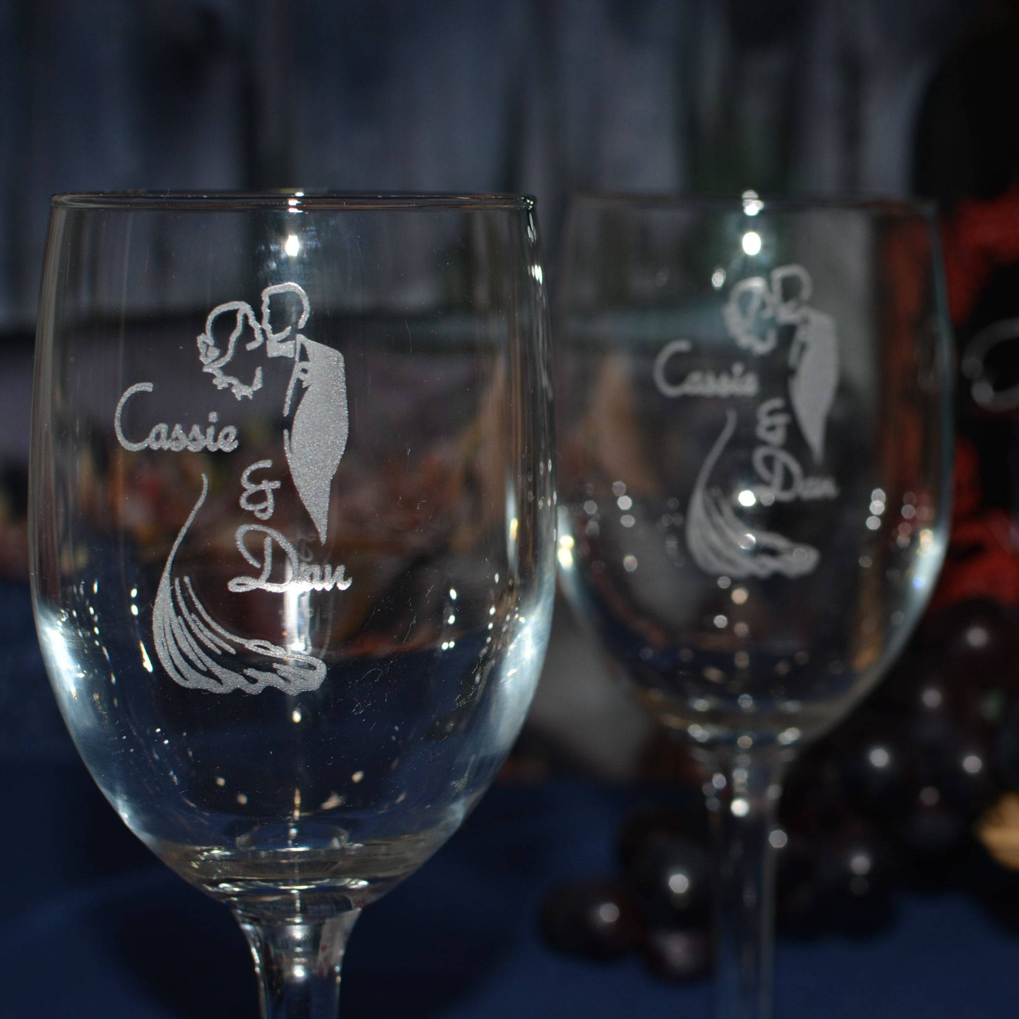 A Pair of Wine Glasses Etched and Personalized by You