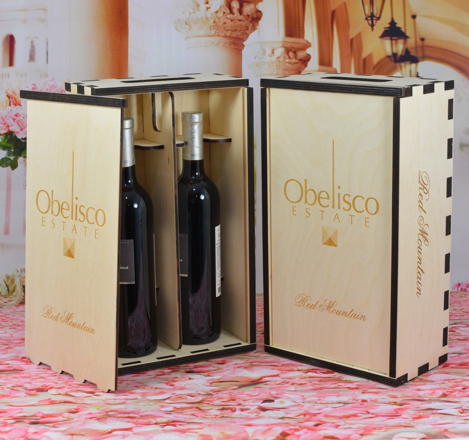 Download Winery Style Wood 2 Bottle Wine Box