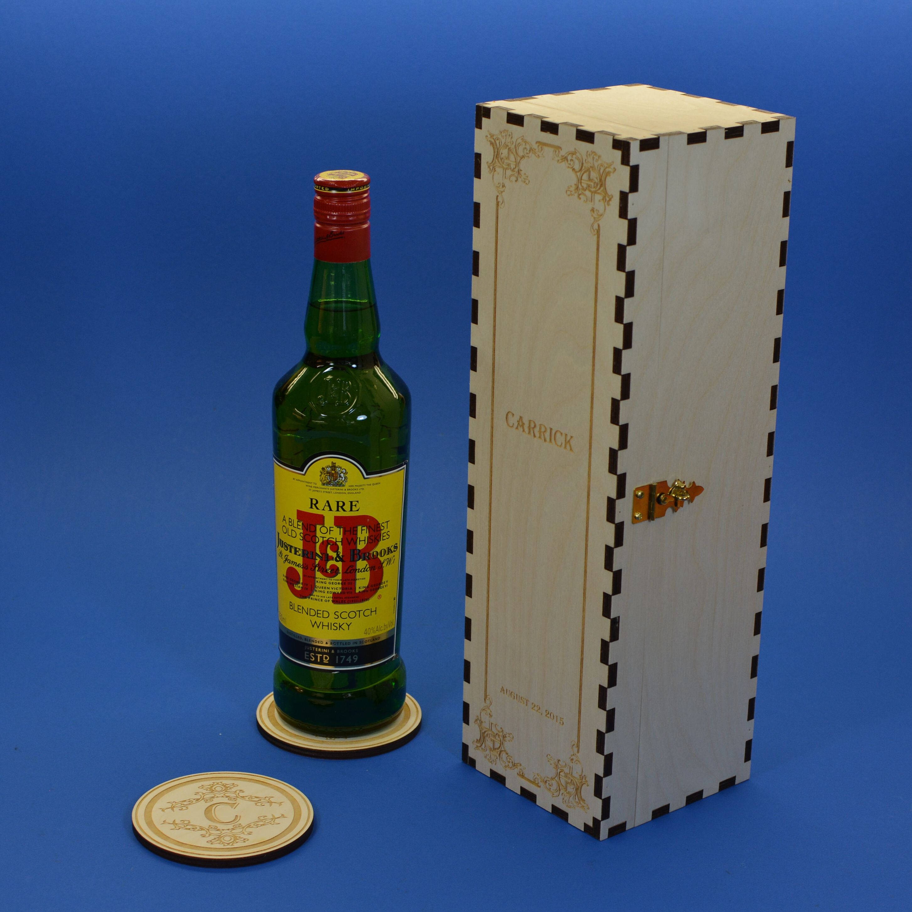 Personalized Wood Single Bottle Spirits Gift Box or Liquor Caddy for the Wedding Party Members