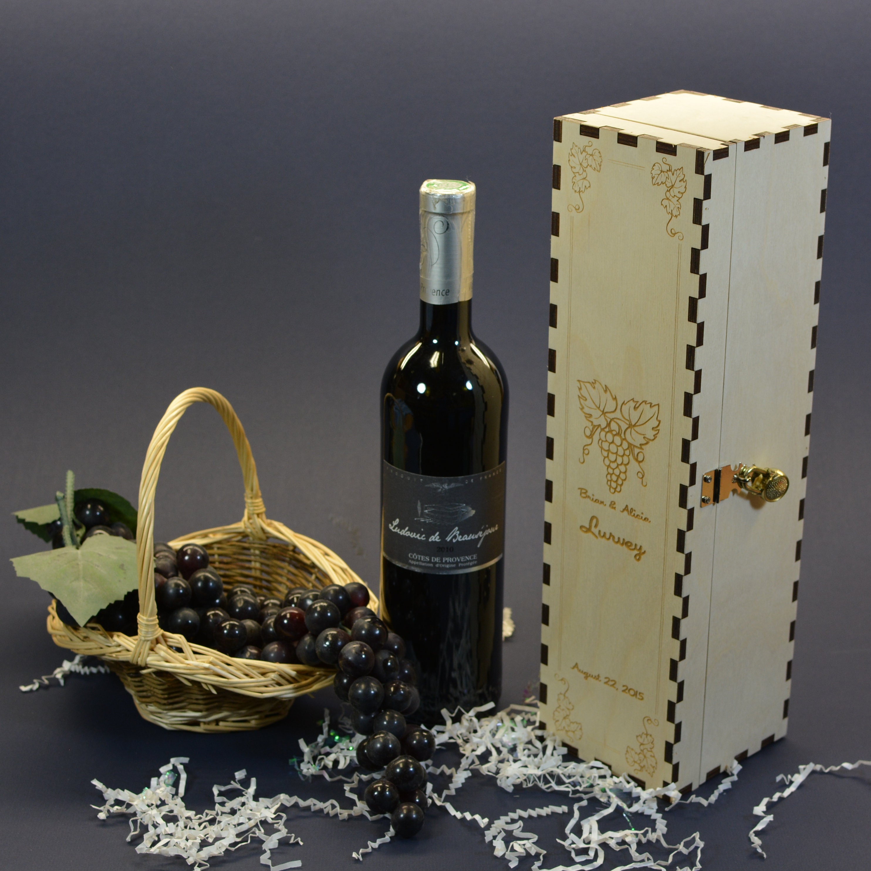 Personalized Ceremony Wine Box with Mini Lock & Keys