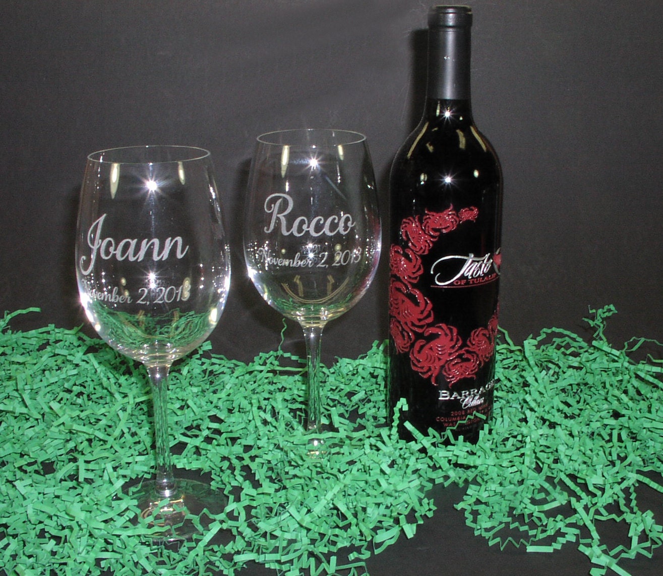 A Pair of Wine Glasses Etched and Personalized by You