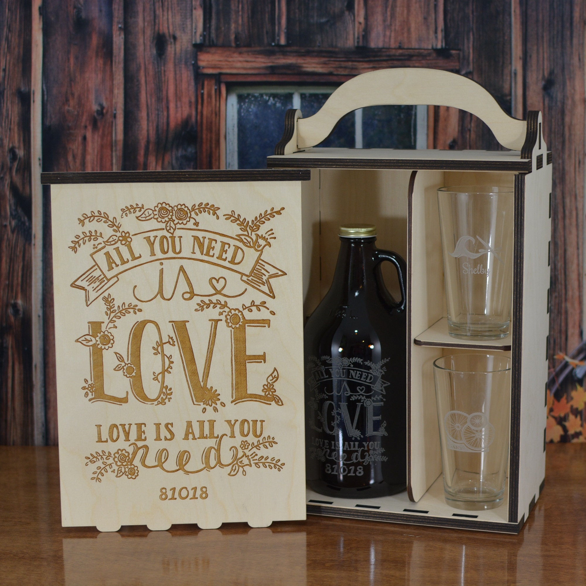 All You Need Is Love Personalized 16 oz Beer Can Glass