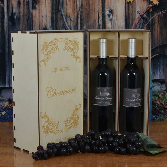 Wood Wine Box for 2 Bottles Personalized by You