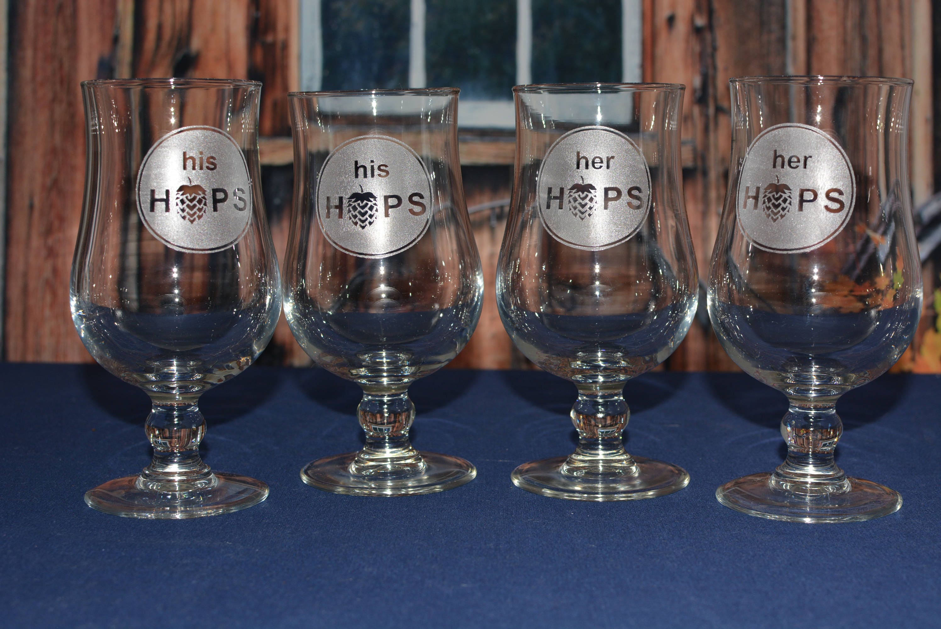 2 Personalized Belgian Tulip Glasses 15 Oz