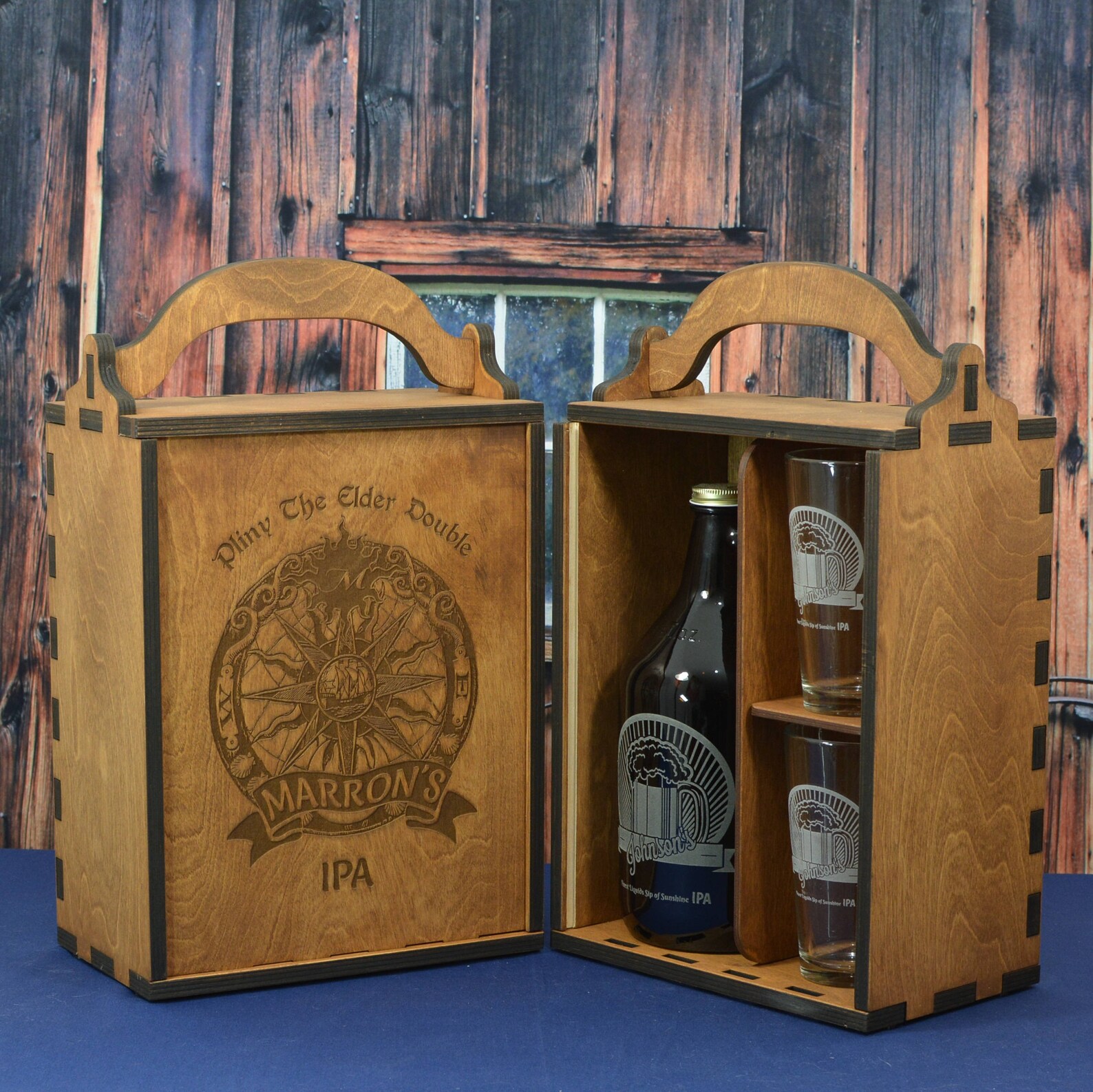 Personalized Wood Beer Growler Gift Box Set with Growler and 2 Etsy