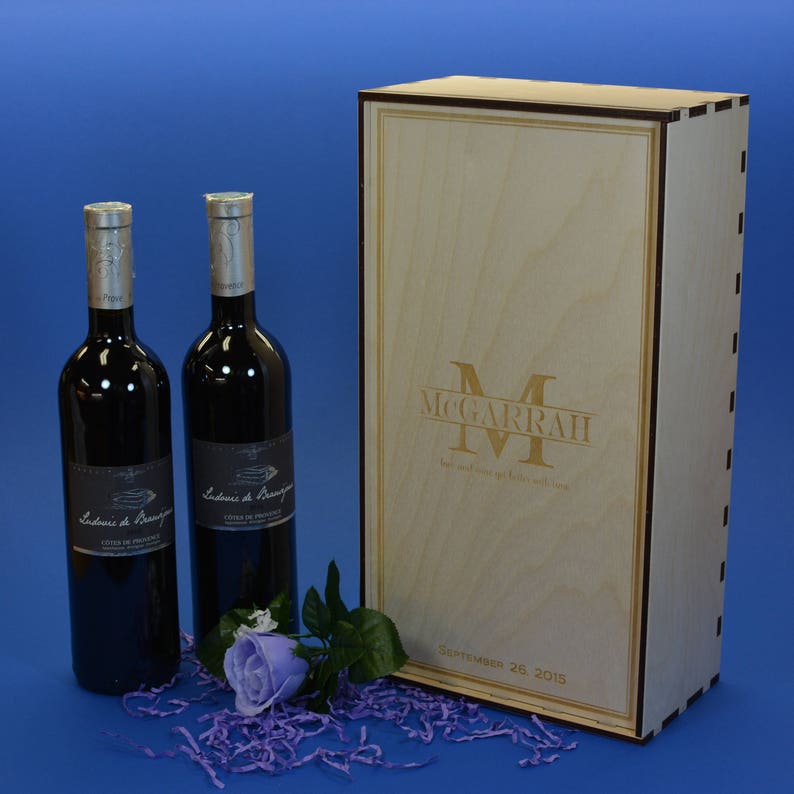Wood Wine Box for 2 Bottles Personalized by You Etsy