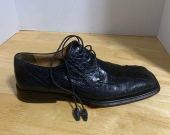 VTG Paolo De Marco Genuine Crocodile Alligator Black Split Toe Loafers Shoes 8