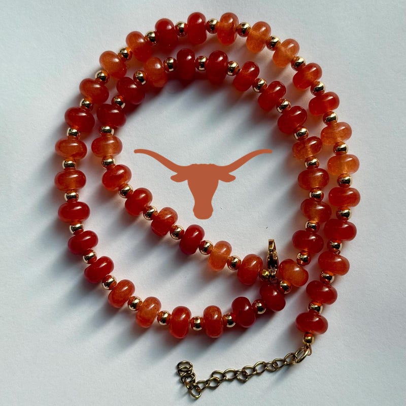 Orange - Miniature Handpainted Wooden Necklace With Beads main image 0