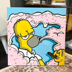 Dipinto di Simpson "Donut Dreams" - Pop Art originale dipinto a mano su tela