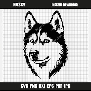 Husky SVG Cut File for Cricut & Silhouette, Siberian Husky Silhouette, Husky Head SVG, Instant Download