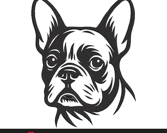 French Bulldog Embroidery Design, Dog Machine Embroidery File, Instant Download, 9 Sizes Included, Custom Digitizing Available