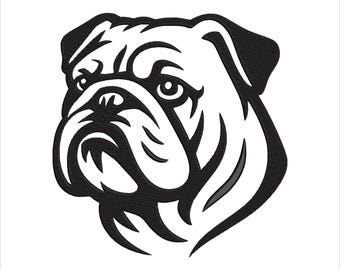 Bulldog Machine Embroidery Design File, Dog Face Embroidery, PES DST JEF, Commercial Use