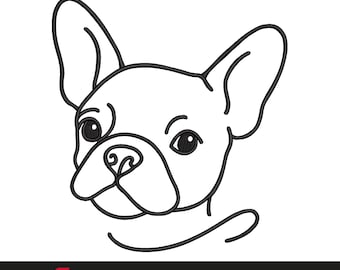 French Bulldog Line Art Embroidery File, Clean Outline Dog Machine Embroidery, 9 Sizes Included, Instant Download, Custom Digitizing