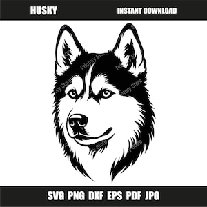 Husky SVG Cut File for Cricut & Silhouette, Siberian Husky Silhouette, Husky Head SVG, Instant Download