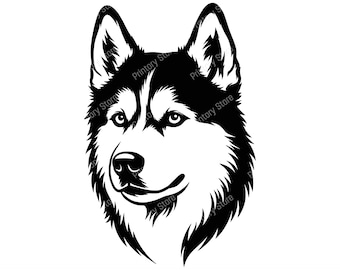 Husky SVG Cut File for Cricut & Silhouette, Siberian Husky Silhouette, Husky Head SVG, Instant Download