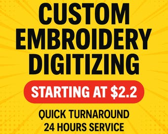 Custom Embroidery Digitizing, Logo & Image Digitizing, Unlimited Revisions Included, Best Embroidery File Service for Hats and Apparel