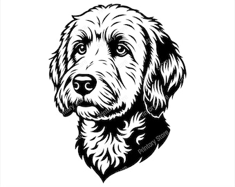 Goldendoodle SVG Cut File, Dog Portrait Line Art, Goldendoodle Outline and Face Design, Cricut and Silhouette