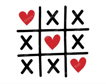 Tic Tac Toe Valentine SVG, Hearts Tic Tac Toe SVG Cut File, Instant Download, Digital Download
