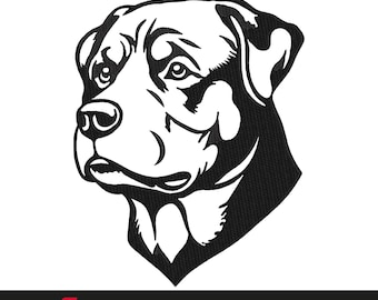 Rottweiler Embroidery Design, Dog Machine Embroidery File, Instant Download, 9 Sizes Included, Custom Digitizing Available