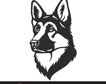 German Shepherd Embroidery Design, Dog Machine Embroidery File, Instant Download, 9 Sizes Included, Custom Digitizing Available