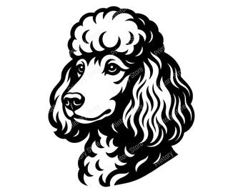 Poodle SVG, Standard Poodle Head SVG, Dog Face Cut File, Poodle Clipart, Pet Portrait Svg, Png, Dxf, Eps, Pdf, Jpg for Cricut
