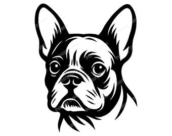 French Bulldog SVG, Frenchie Dog Svg, Bulldog Head Svg, Dog Face Cut File, Cricut Silhouette PNG DXF Eps Pdf Jpg, Pet Lover Gift Design
