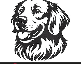 Golden Retriever Embroidery Design, Dog Machine Embroidery File, Instant Download, 9 Sizes Included, Custom Digitizing Available