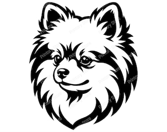 Pomeranian SVG Cut File for Cricut & Silhouette, Dog Face Design for Vinyl Decals, Stickers and Stencils, Instant Download