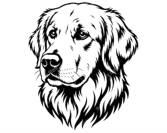 Golden Retriever SVG PNG Eps Jpg Pdf Dxf, Dog SVG Cut File, Golden Retriever Clipart, Pet Portrait Svg, Cricut Silhouette Vinyl Decal Design