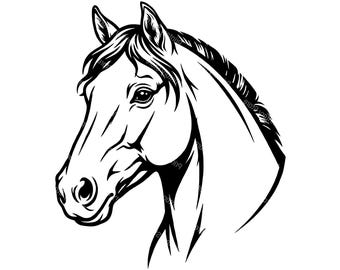 Horse Head SVG Cut File, Horse Head Silhouette, Horse Outline SVG, Western Horse Clipart, Equestrian Decal, Cricut Silhouette File