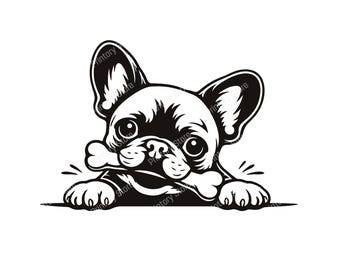 French Bulldog SVG, Frenchie Dog Svg, Peeking Dog Cut File, Bulldog PNG Clipart, Funny Puppy Cricut File, Pet Lover Svg, Dog Face Design