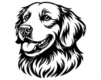 Golden Retriever SVG, Dog Face Svg, Golden Retriever PNG, Dog Portrait Cut File, Cricut SVG
