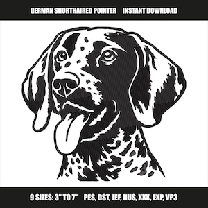 German Shorthaired Pointer Embroidery, GSP Dog Head Portrait, Pointer Dog Machine Embroidery Design