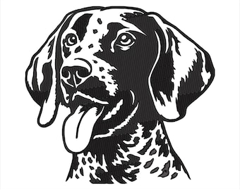 Stickerei Deutsch Kurzhaar, Porträt eines Hundekopfes, Stickmuster für Stickmaschinen