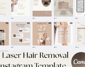 Social media template, Laser hair removal templates for social media post, aesthetic instagram post laser clinic, laser hair removal busines
