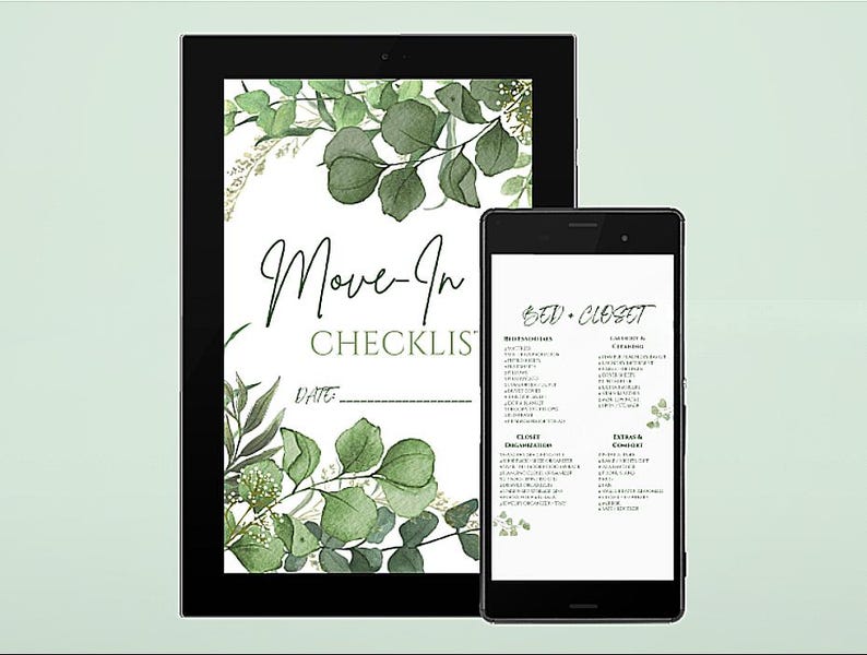 Move-in Essentials Checklist Bundle – Printable Home Organization Lists ...