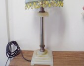 Vintage Akro Agate Slag Art Glass Art Deco Table Lamp