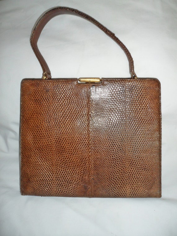 Vintage 1940's Rendl Original Brown Alligator Bel… - image 1