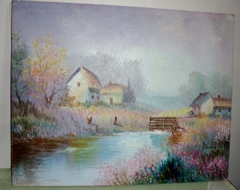 Original Impressionist Landscape oil on canvas Painting by P. ARNOUX listed artist