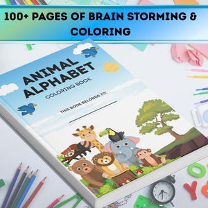 Printable Animals Coloring Pages, Preschool Kindergarten, Coloring Book for Kids, Easy Coloring Activity, High Quality PDF, Digital Download