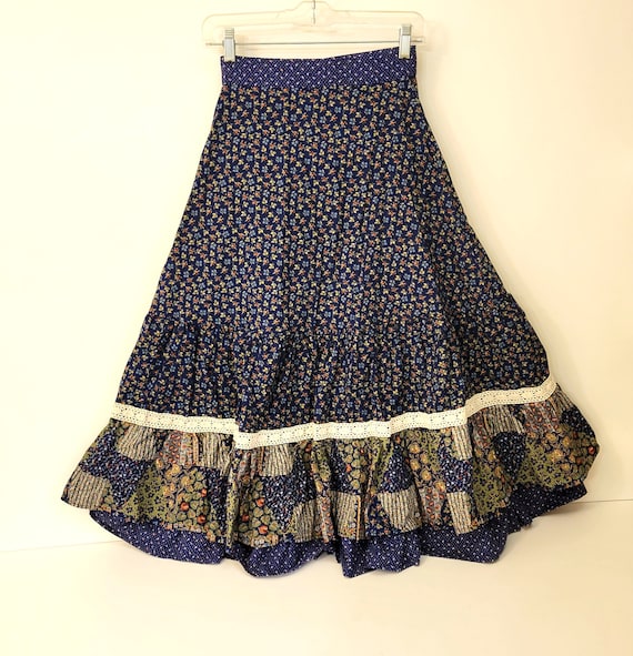 Vintage Floral Ruffled Calico Prairie Skirt