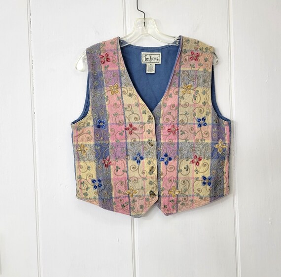 TanTrums 1990s Floral Embroidered Vest - image 4