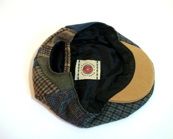 Irish Tweed Flat Cap Patchwork Wool - image 4
